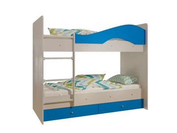 Двухэтажная кровать Мая с 2 ящиками на щитах, корпус Млечный дуб, фасад Синий в Орле - предосмотр 4