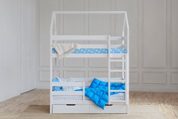 Детская двухэтажная кровать Домик с ящиками, цвет белый в Орле