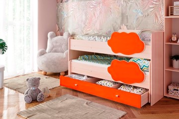 Детская 2-этажная кровать Соник 1.6 с ящиком, Оранжевый в Орле
