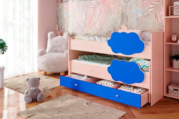 Кровать 2-ярусная Соник 1.6 с ящиком, Синий в Орле - изображение