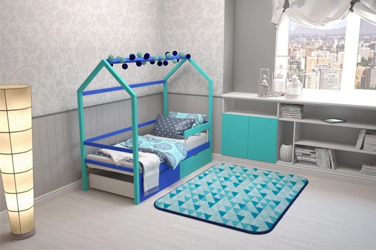 Детская кровать-домик Svogen синий-мятный в Орле - изображение 6