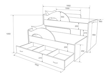 Двухэтажная детская кровать Радуга 1.6 с ящиком, корпус Млечный дуб, фасад Оранжевый в Орле - предосмотр 1