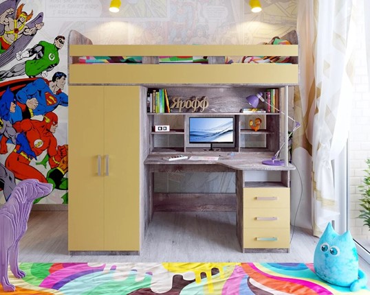 Кровать-чердак детская Аракс, каркас Бетон, фасад Зира в Орле - изображение