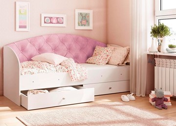 Кровать с ящиками Эльза без бортика, Розовый (латы) в Орле