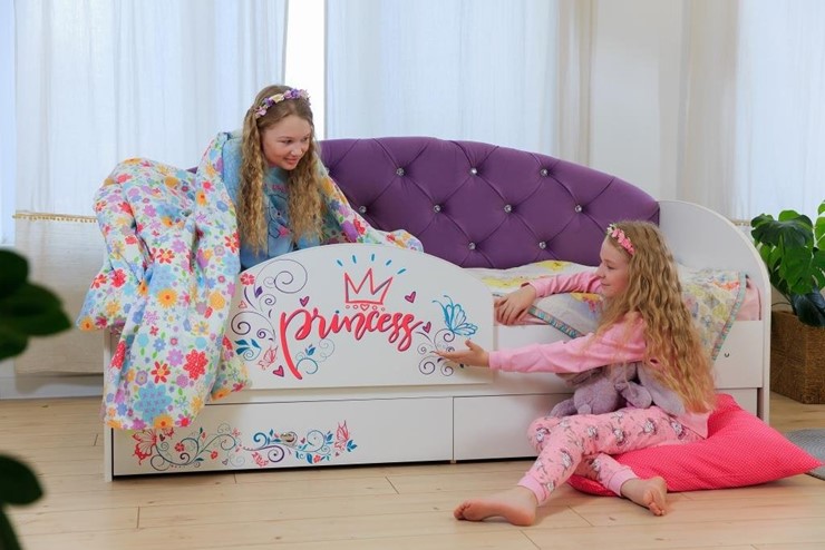 Детская кровать Эльза с бортиком, Фиолетовый (латы) в Орле - изображение 4