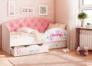 Односпальная детская кровать Эльза с бортиком, Розовый (латы) в Орле