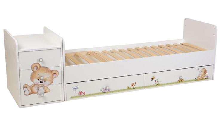 Детская кровать Фея 1100 Медвежонок Белый в Орле - изображение 2