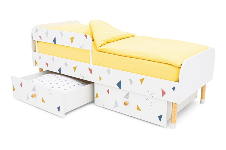 Детская кровать Stumpa Классика "Треугольники желтый, синий, розовый" в Орле - изображение 8