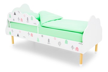 Детская кровать Stumpa Облако "Домики розовый, бирюзовый" в Орле