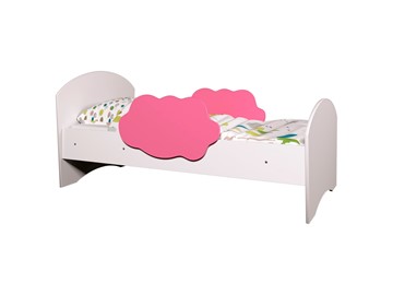 Детская кровать с бортиками Тучка, корпус Белый, фасад Розовый в Орле