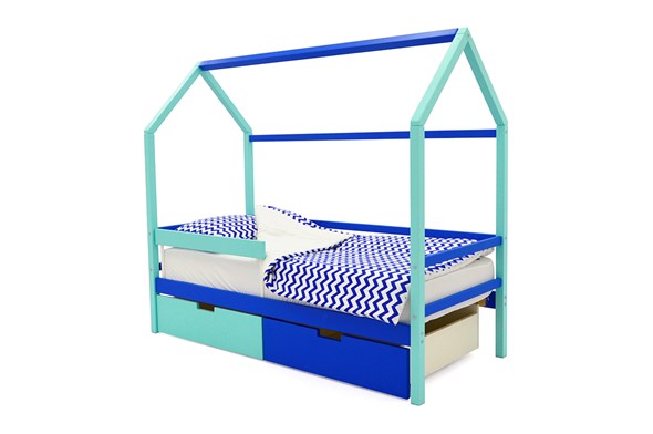 Детская кровать-домик Svogen синий-мятный в Орле - изображение