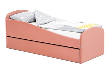 Мягкая кровать с ящиком Letmo пудровый (велюр) в Орле