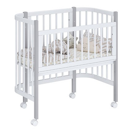 Кроватка приставная POLINI Kids Simple 120 Белый / Серый в Орле - изображение