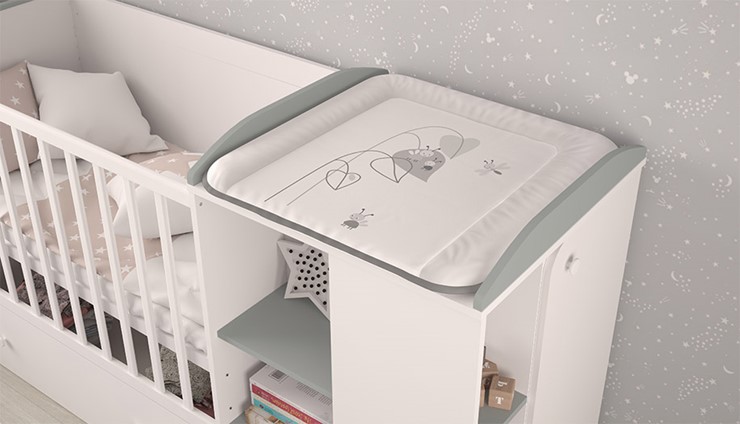 Детская кровать с комодом POLINI Kids Ameli 800 Белый / Серый, серия AMELI в Орле - изображение 3