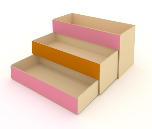 Кровать в детскую 3-х уровневая КД-3, Беж + Розовый + Оранжевый в Орле - изображение