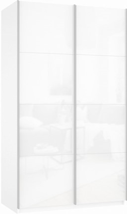 Шкаф-купе двухдверный Прайм (Белое стекло/Белое стекло) 1600x570x2300, белый снег в Орле - изображение