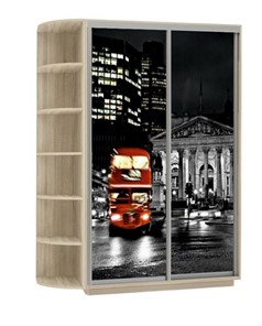 Шкаф 2-створчатый Хит, 1500x600x2200, фотопечать, со стеллажом, ночной лондон, дуб сонома в Орле