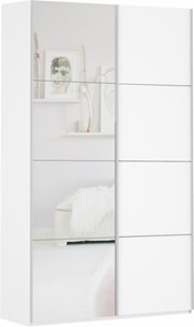 Шкаф 2-дверный Прайм (ДСП/Зеркало) 1400x570x2300, белый снег в Орле