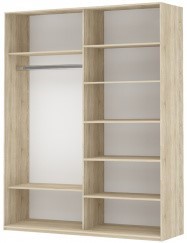 Шкаф 2-дверный Прайм (Зеркало/Белое стекло) 1600x570x2300, белый снег в Орле - предосмотр 1