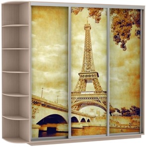 Шкаф трехдверный Экспресс со стеллажом, 2100х600х2400, Париж/дуб молочный в Орле