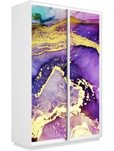 Шкаф Экспресс 1400x600x2400, Абстракция фиолетово-золотая/белый снег в Орле