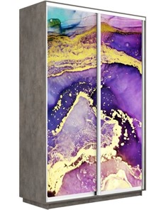 Шкаф 2-х створчатый Экспресс 1600x600x2400, Абстракция фиолетово-золотая/бетон в Орле