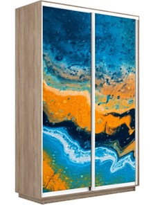 Шкаф двухдверный Экспресс 1600x600x2400, Абстракция оранжево-голубая/дуб сонома в Орле