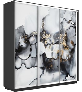Шкаф 3-дверный Экспресс 1800х450х2400, Абстракция серая/серый диамант в Орле