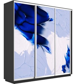 Шкаф 3-дверный Экспресс 2400х600х2200, Абстракция бело-голубая/серый диамант в Орле