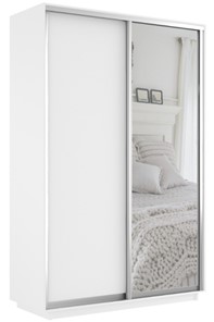 Шкаф 2-дверный Экспресс (ДСП/Зеркало) 1200х600х2400, белый снег в Орле