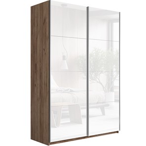 Шкаф 2-дверный Прайм (Белое стекло/Белое стекло) 1600x570x2300, Крафт табачный в Орле