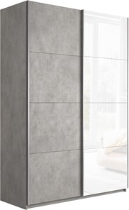 Шкаф 2-дверный Прайм (ДСП/Белое стекло) 1200x570x2300, бетон в Орле