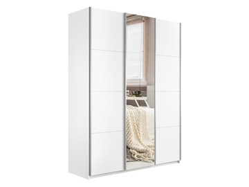Шкаф 3-дверный Широкий Прайм (2 ДСП / Зеркало) 2400x570x2300, Белый снег в Орле