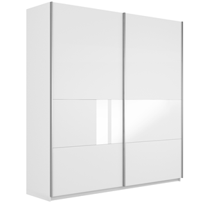 Шкаф 2-дверный Широкий Прайм (ДСП / Белое стекло) 2200x570x2300, Белый снег в Орле