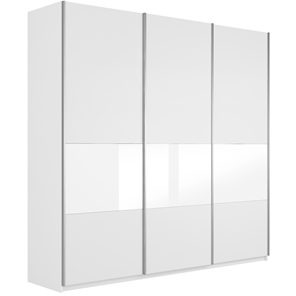 Шкаф Широкий Прайм (ДСП / Белое стекло) 2400x570x2300, Белый снег в Орле