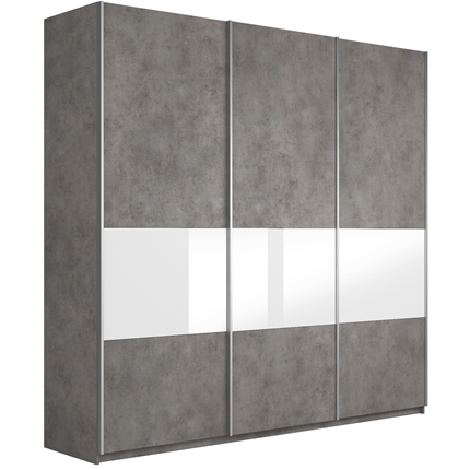 Шкаф Широкий Прайм (ДСП / Белое стекло) 2400x570x2300, Бетон в Орле - изображение