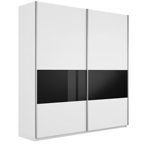 Шкаф Широкий Прайм (ДСП / Черное стекло) 2200x570x2300, Белый снег в Орле