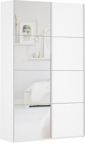 Шкаф 2-х створчатый Прайм (ДСП/Зеркало) 1200x570x2300, белый снег в Орле