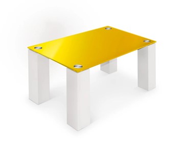 Журнальный стол Колизей-8, белый/желтое стекло в Орле