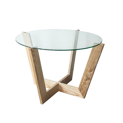 Круглый столик Оникс-10, Натуральный массив/Прозрачное стекло в Орле - изображение