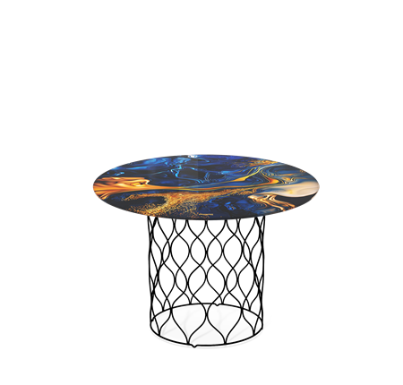 Круглый столик SHT-TU49 / SHT-TT32 60 стекло/МДФ (синий сапфир/черный муар) в Орле - изображение