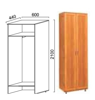 Шкаф двухдверный Александра-1, ПР-2, шимо светлый, МДФ с кожзамом в Орле - изображение