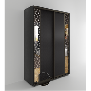 Шкаф 2-х дверный Акцент-Вера 2-КР (Эко кожа Версаль, ромбы) 2303х1600х600, Венге в Орле - предосмотр