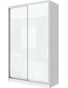 Шкаф 2-х дверный Хит-22-14-22 с цветным стеклом, белое №10, Белый корпус в Орле