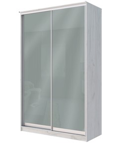 Шкаф 2-х дверный Хит-22-4-12/2-22 с цветным стеклом, средне-серый 074, Дуб крафт белый в Орле