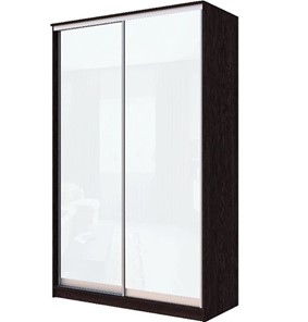 Шкаф 2-х дверный Хит-22-4-14-22 с цветным стеклом, белое №10, Венге в Орле