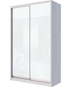 Шкаф 2-х дверный Хит-22-4-14-22 с цветным стеклом, белое №10, Ясень анкор светлый в Орле