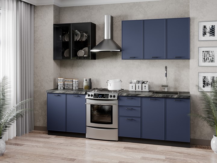 Гарнитур на кухню 2600 Индиго, Черный/Темно-синий в Орле - изображение