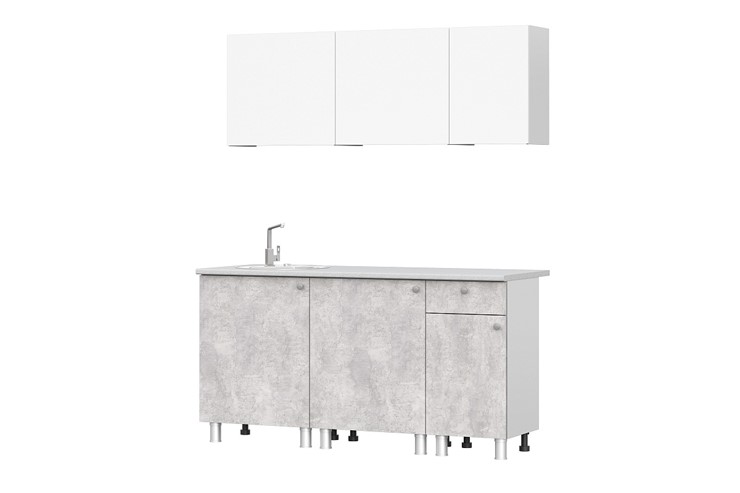 Гарнитур кухонный КГ-1 1600, белый/белый/цемент светлый/антарес в Орле - изображение 1