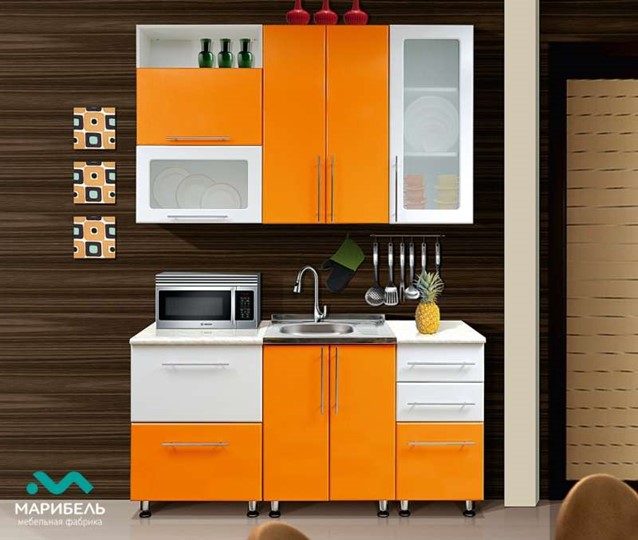Модульный кухонный гарнитур Мыло 224 2000х718, цвет Черный/Белый металлик в Орле - изображение 3